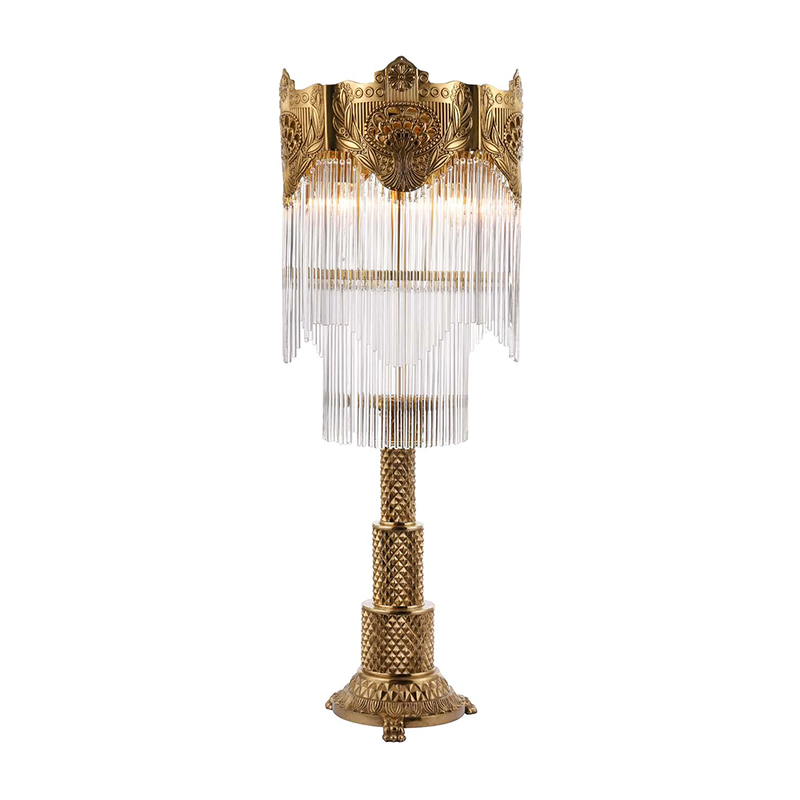 Art Deco Style Gold Brass And Glass Rod Table Lamp - Image 4