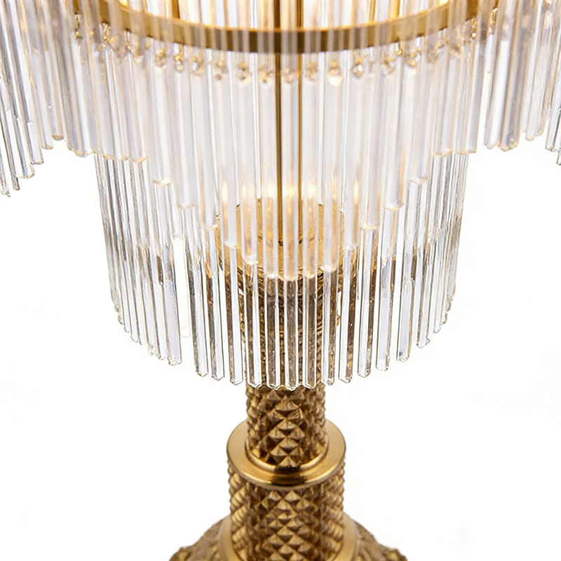 Art Deco Style Gold Brass And Glass Rod Table Lamp - Image 3