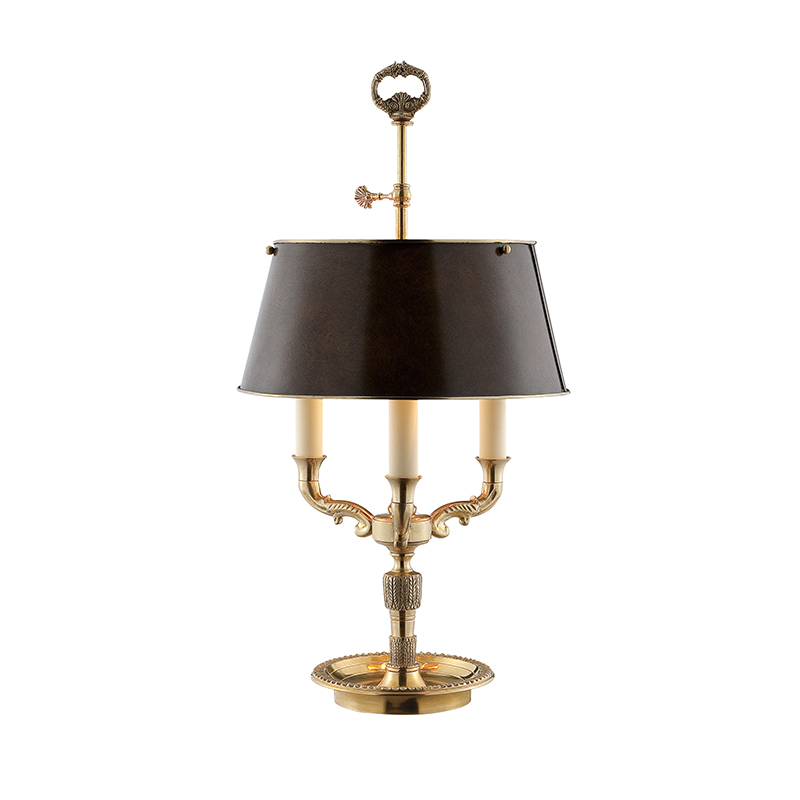 Classic Vintage Brass Table Lamp With Black Iron Drum Shade - Image 6