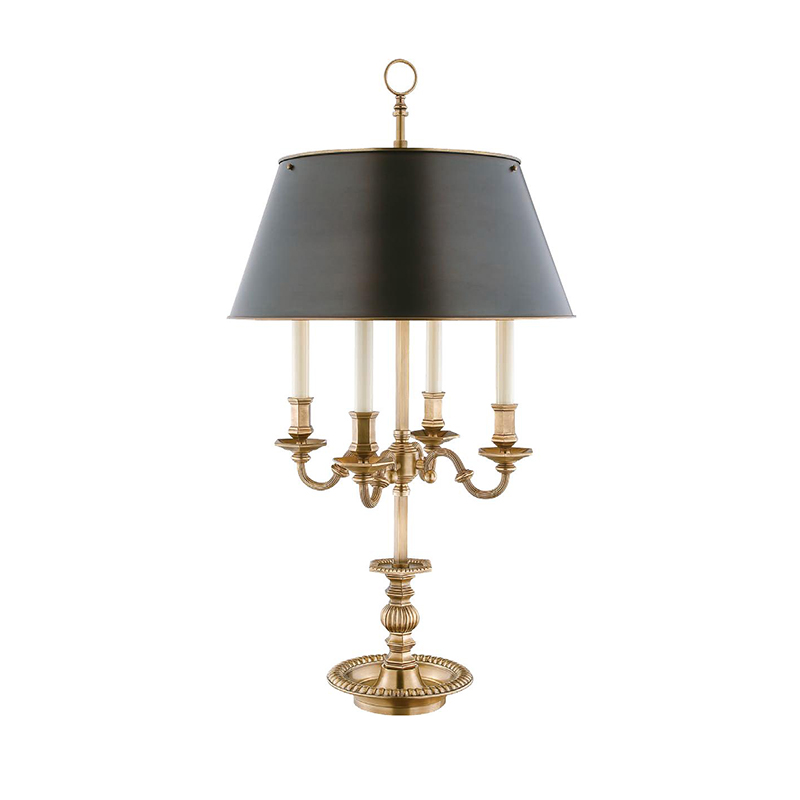 Classic Vintage Brass Table Lamp With Black Iron Drum Shade - Image 3