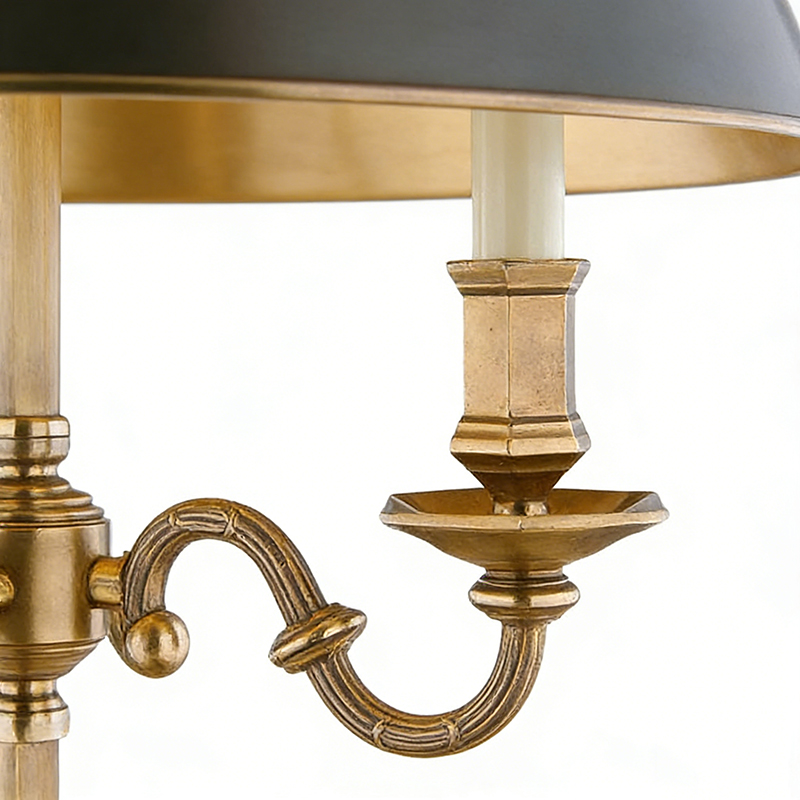 Classic Vintage Brass Table Lamp With Black Iron Drum Shade - Image 2