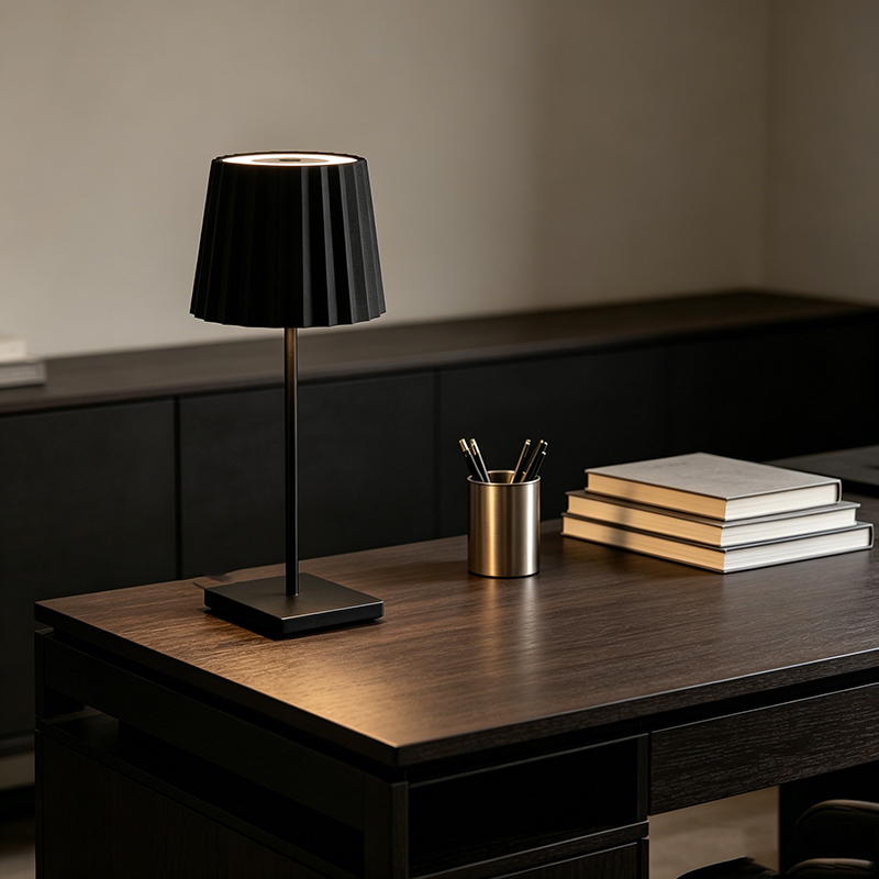 Chic Textured Aluminum Rechargeable Table Lamp - Image 2