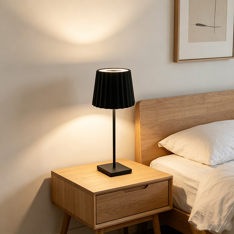 Chic Textured Aluminum Rechargeable Table Lamp