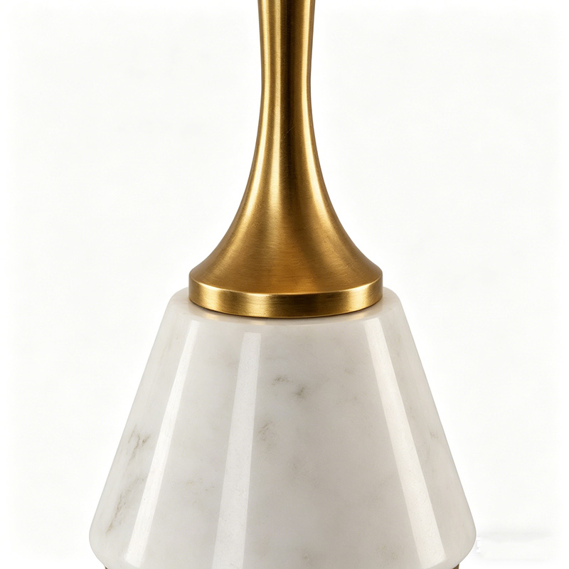 Modern Luxe Iron & Marble Table Lamp With Fabric Shade - Image 3