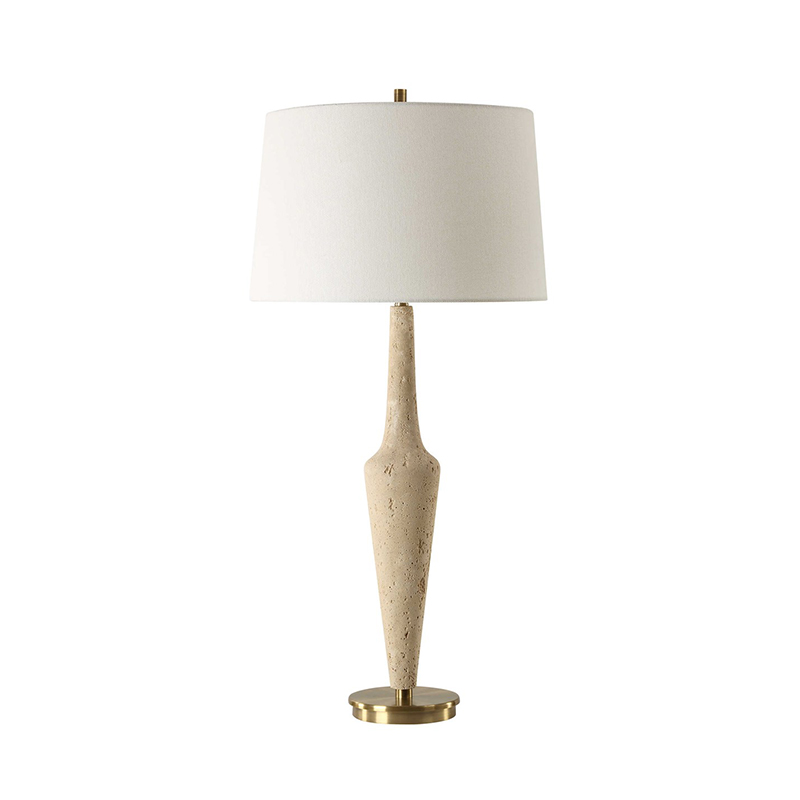 Modern Luxe Iron & Marble Table Lamp With Fabric Shade - Image 8