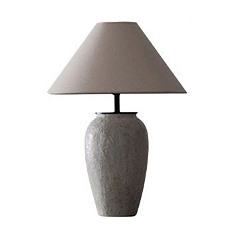 Wabi-Sabi Textured Speckled Ceramic Desk Lamp With Linen Shade And Metal Accents - Image 4