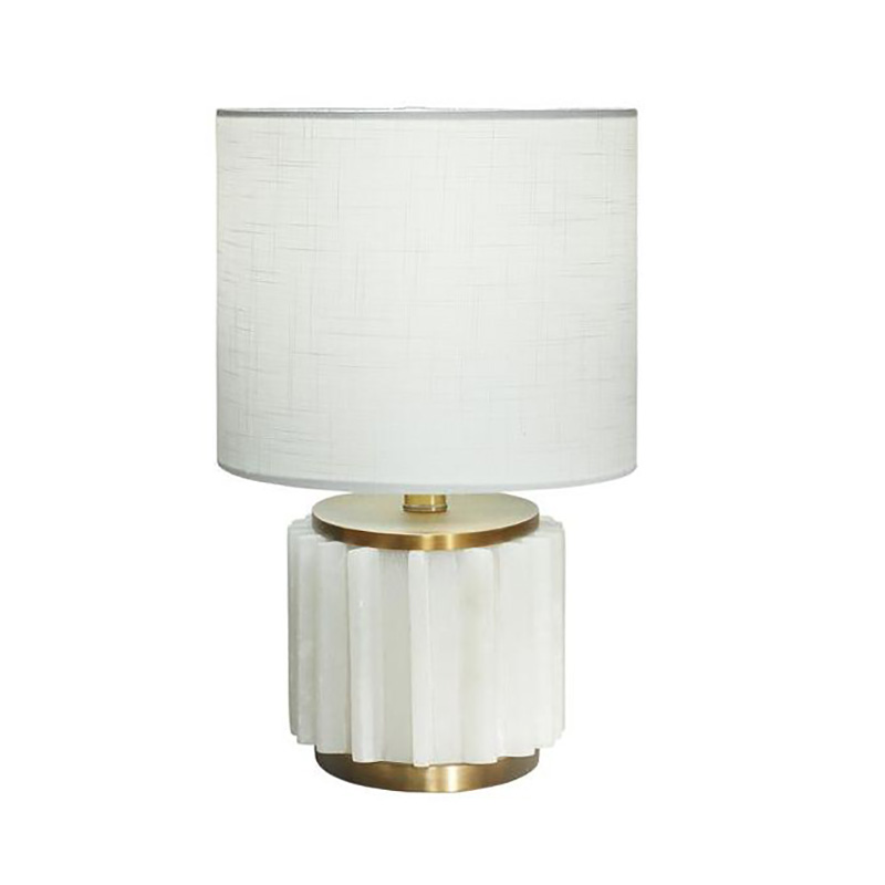 Luxury Art Deco Brass & Marble Table Lamp With Fabric Shade - Image 6