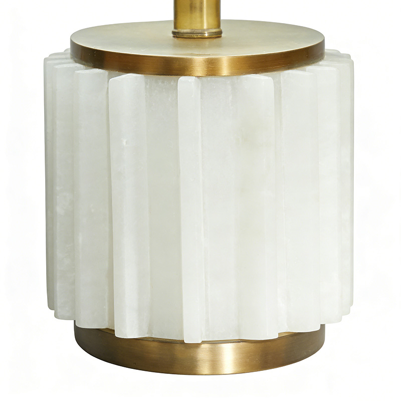 Luxury Art Deco Brass & Marble Table Lamp With Fabric Shade - Image 5