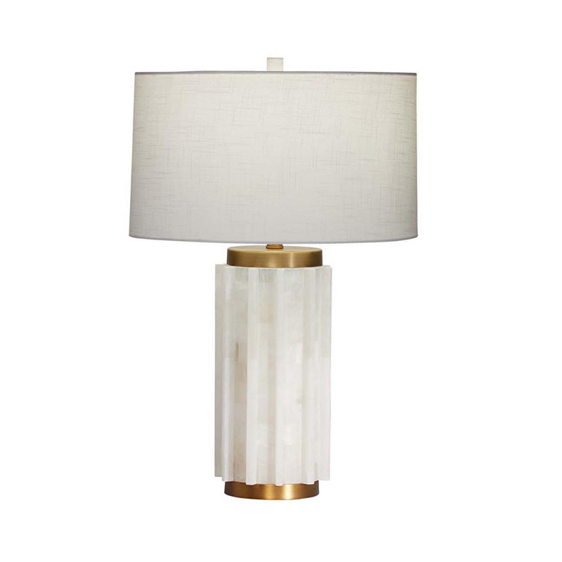 Luxury Art Deco Brass & Marble Table Lamp With Fabric Shade - Image 9