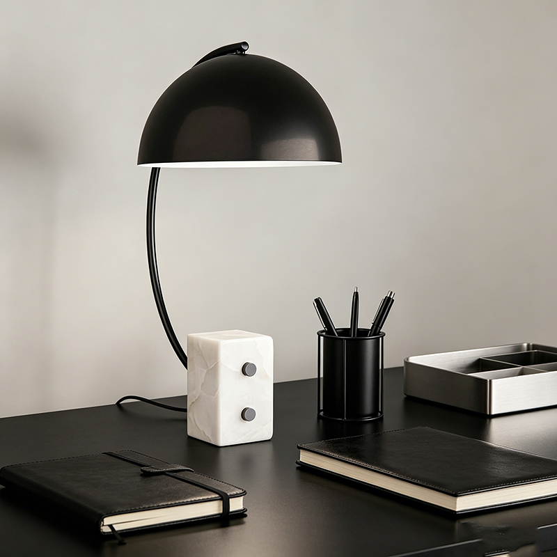 Modern Luxury Brass/Marble & Iron/Alabaster Adjustable Task Desk Lamp Collection - Image 4