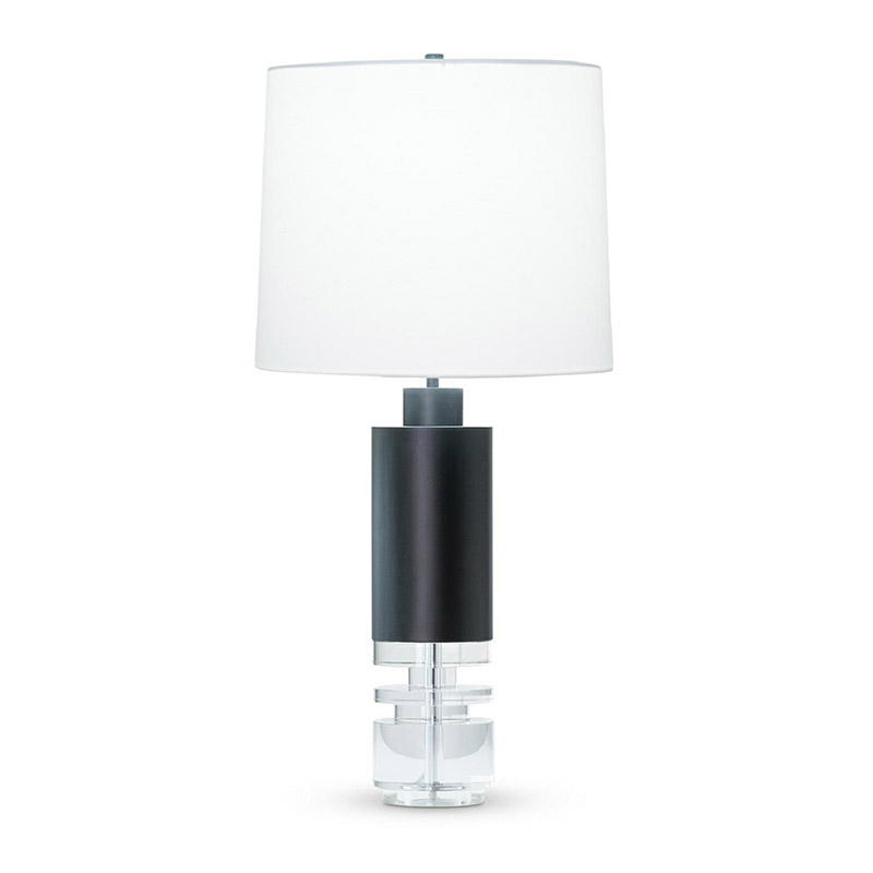 Modern Contemporary Iron And Crystal Table Lamp With Drum Fabric Shade - Image 3