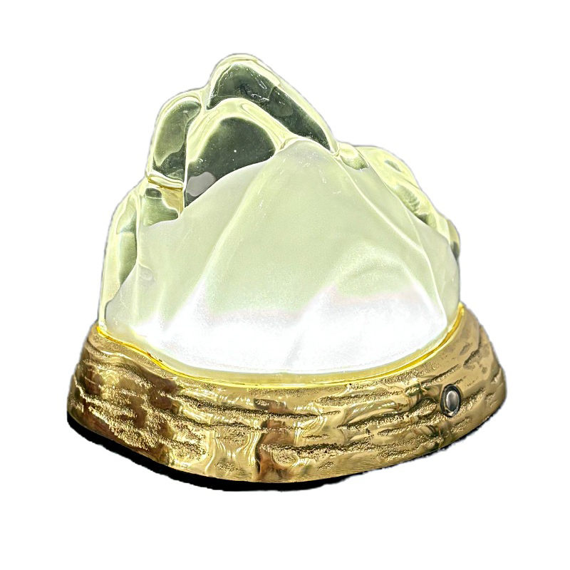 Artistic Mountain Shaped Brass & Glass Rechargeable Table Lamp - Image 2
