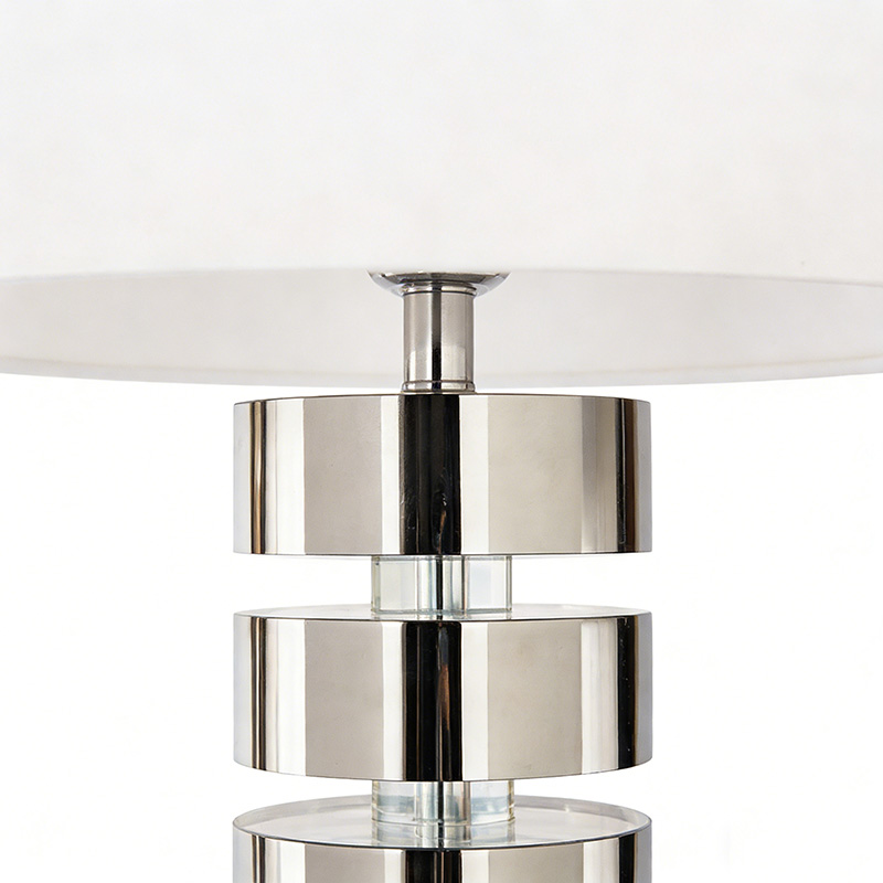 Contemporary Stacked Iron & Crystal Table Lamp With Fabric Shade - Image 3