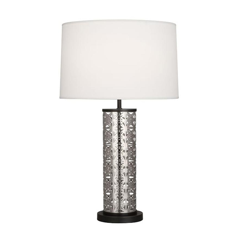 Modern Laser-Cut Iron Table Lamp With Fabric Shade - Image 3