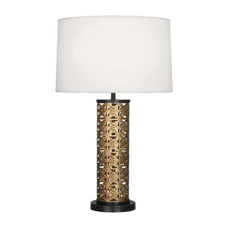 Modern Laser-Cut Iron Table Lamp With Fabric Shade - Image 6
