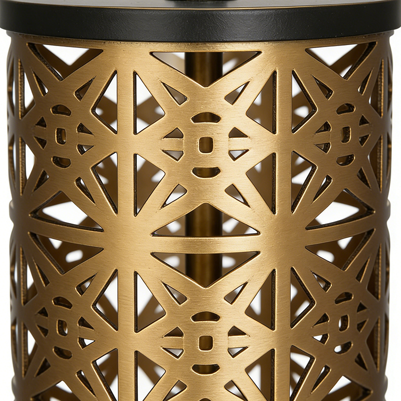 Modern Laser-Cut Iron Table Lamp With Fabric Shade - Image 5