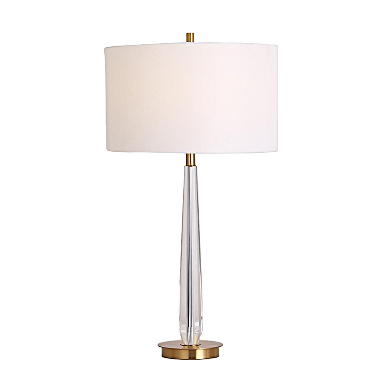 Modern Tapered Iron & Crystal Table Lamp With Fabric Shade - Image 8