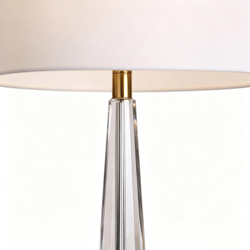 Modern Tapered Iron & Crystal Table Lamp With Fabric Shade - Image 7