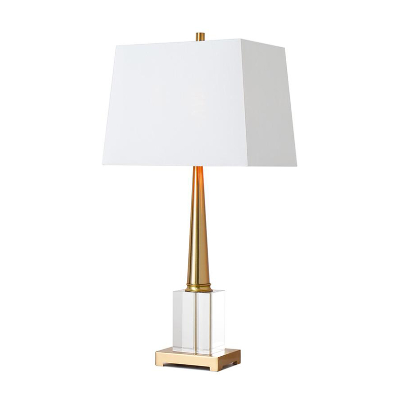 Modern Sculpted Iron & Crystal Table Lamp With Fabric Shade - Image 6
