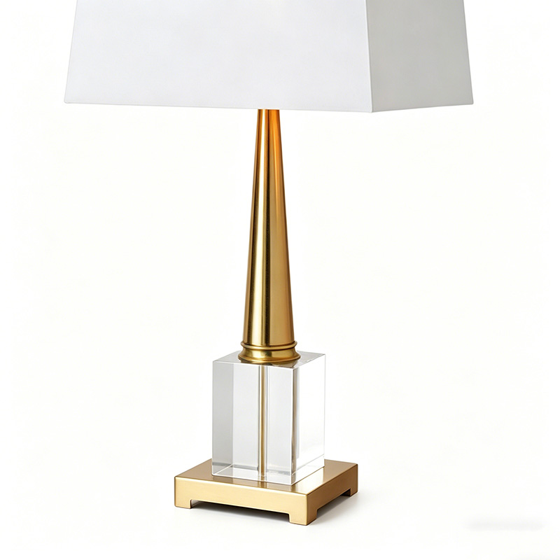 Modern Sculpted Iron & Crystal Table Lamp With Fabric Shade - Image 5