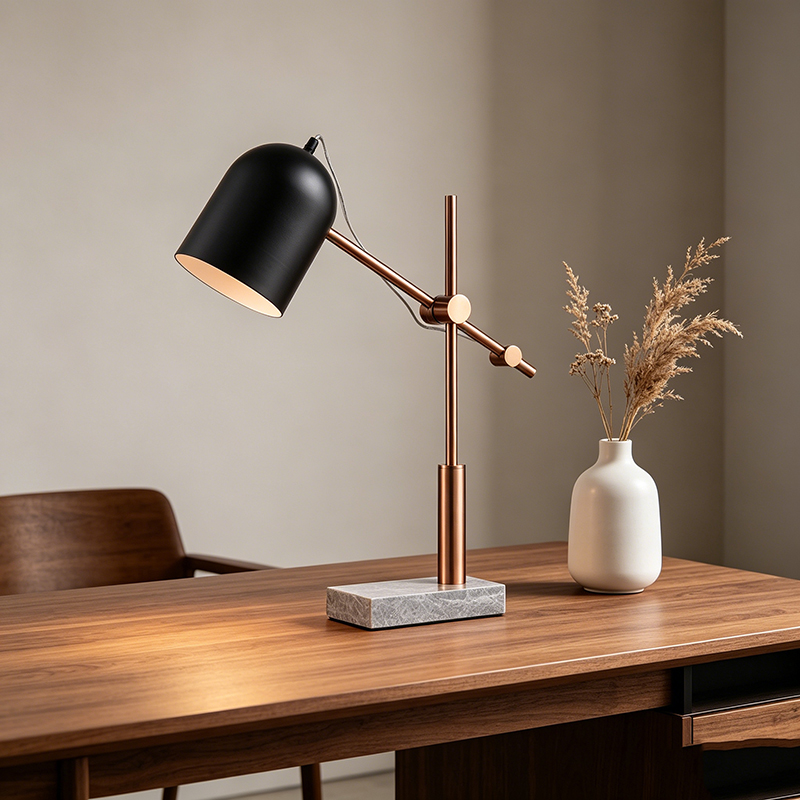 Modern Luxury Iron & Marble Adjustable Task Desk Lamp Collection (3 Styles)
