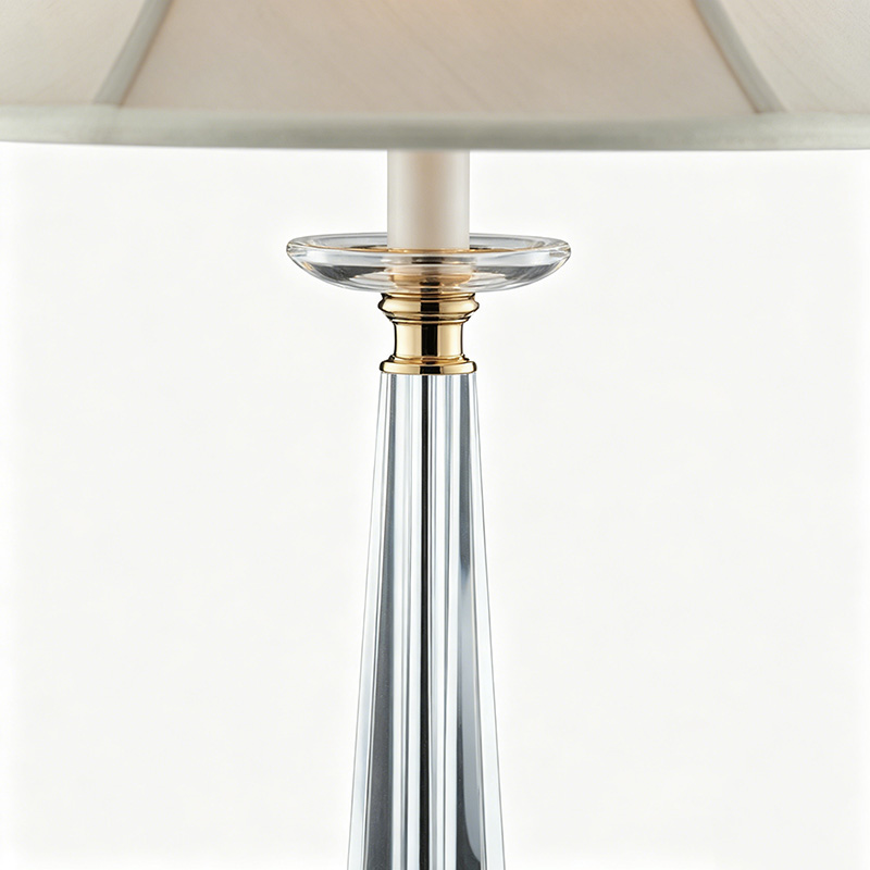 Timeless Elegance Brass And Crystal Table Lamp With Pleated Fabric Shade - Image 2