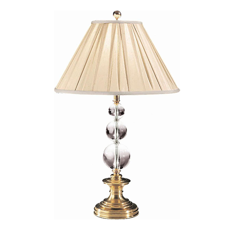 Modern Luxury Brass And Crystal Table Lamp With Pleated Fabric Shade - Image 3