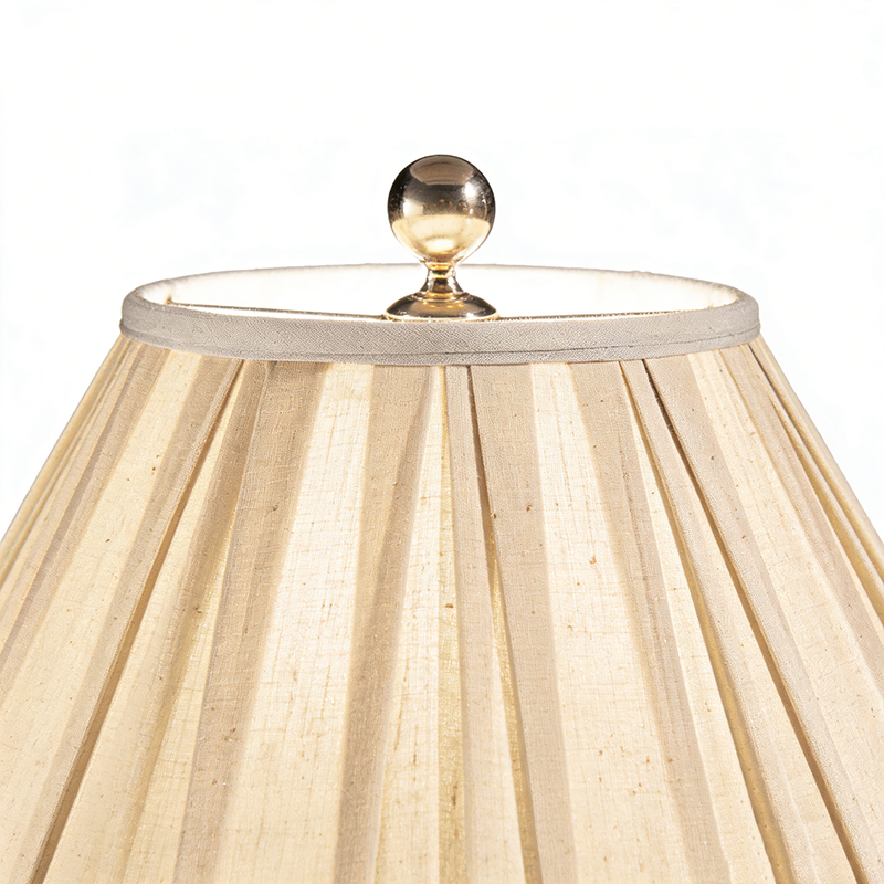 Modern Luxury Brass And Crystal Table Lamp With Pleated Fabric Shade - Image 2