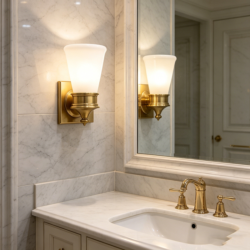 American Classic Brass Wall Lamp Collection With Opal Glass Shades (Single & Dual-Light Options)