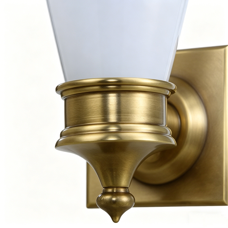 American Classic Brass Wall Lamp Collection With Opal Glass Shades (Single & Dual-Light Options) - Image 2