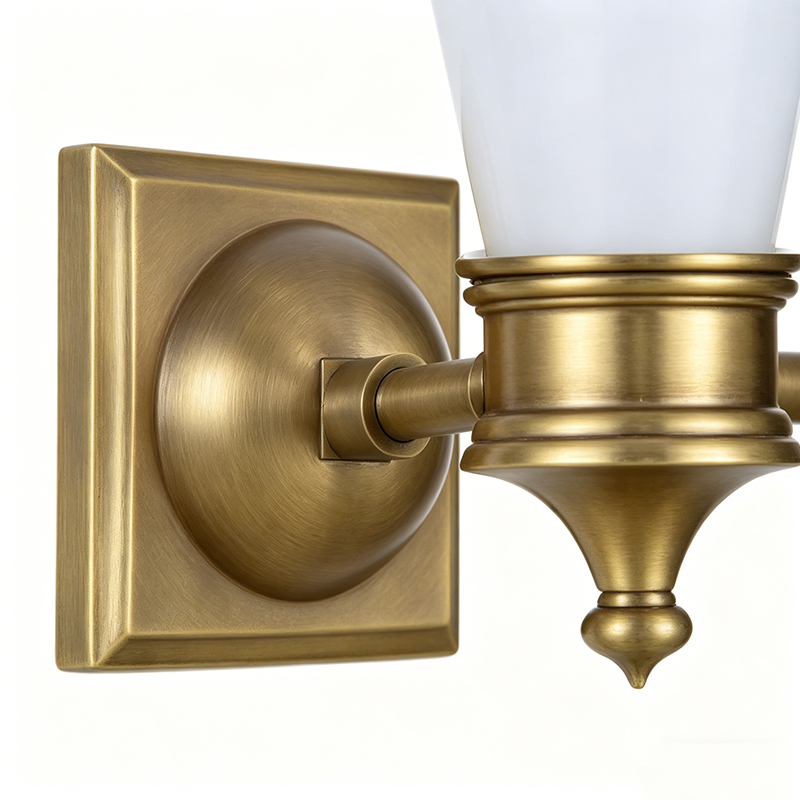 American Classic Brass Wall Lamp Collection With Opal Glass Shades (Single & Dual-Light Options) - Image 5