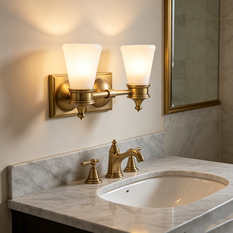 American Classic Brass Wall Lamp Collection With Opal Glass Shades (Single & Dual-Light Options) - Image 4