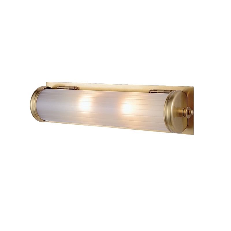 Art Deco Brass & Fluted Glass Bathroom Wall Sconce Trio - Image 7