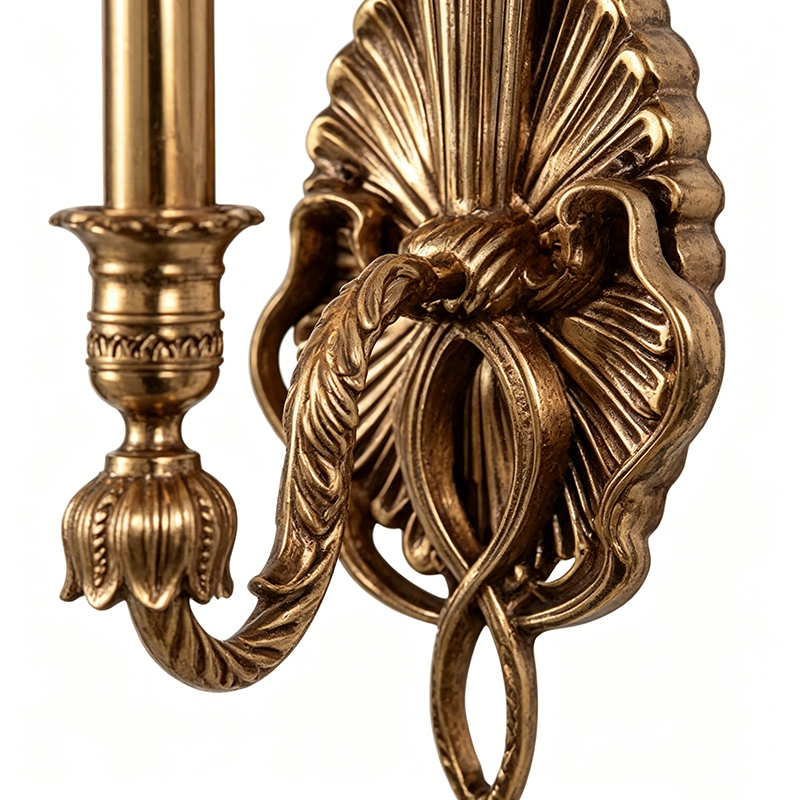 European Vintage Brass Wall Sconce With Pleated Fabric Shade, 1-Light & 2-Light Options - Image 3