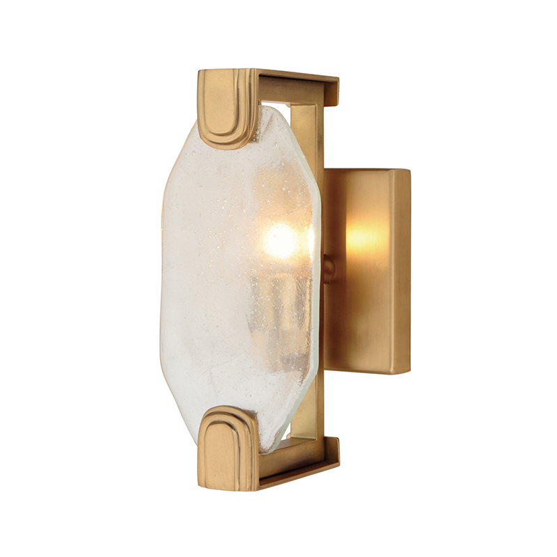 Modern Luxury Brass Wall Lamp Collection (Clear Seedy Glass & Natural Agate Shade Options) - Image 4