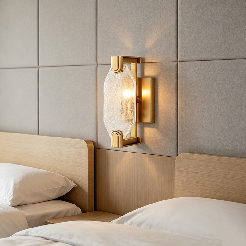 Modern Luxury Brass Wall Lamp Collection (Clear Seedy Glass & Natural Agate Shade Options)