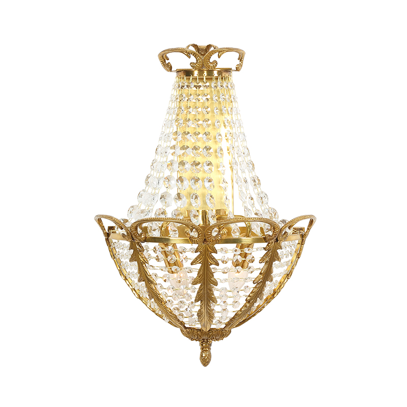 French Baroque Brass & Crystal Empire Wall Sconce - Image 3