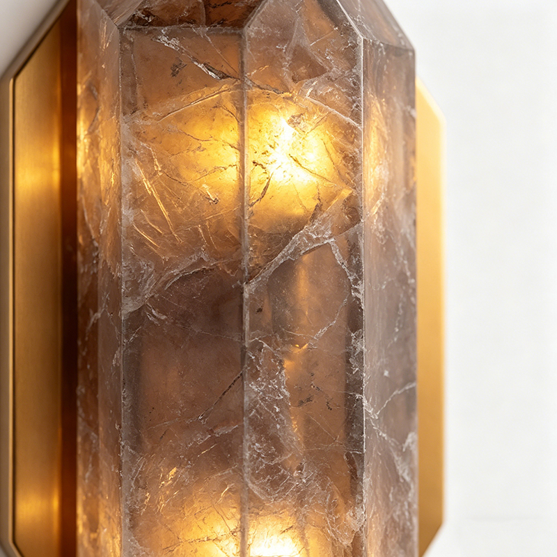 Luxury Natural Smoky Quartz & Brass Wall Sconce Collection – Brass Frame With Smoky Crystal Accents, 2 Distinct Styles For Elegant Home Lighting - Image 5
