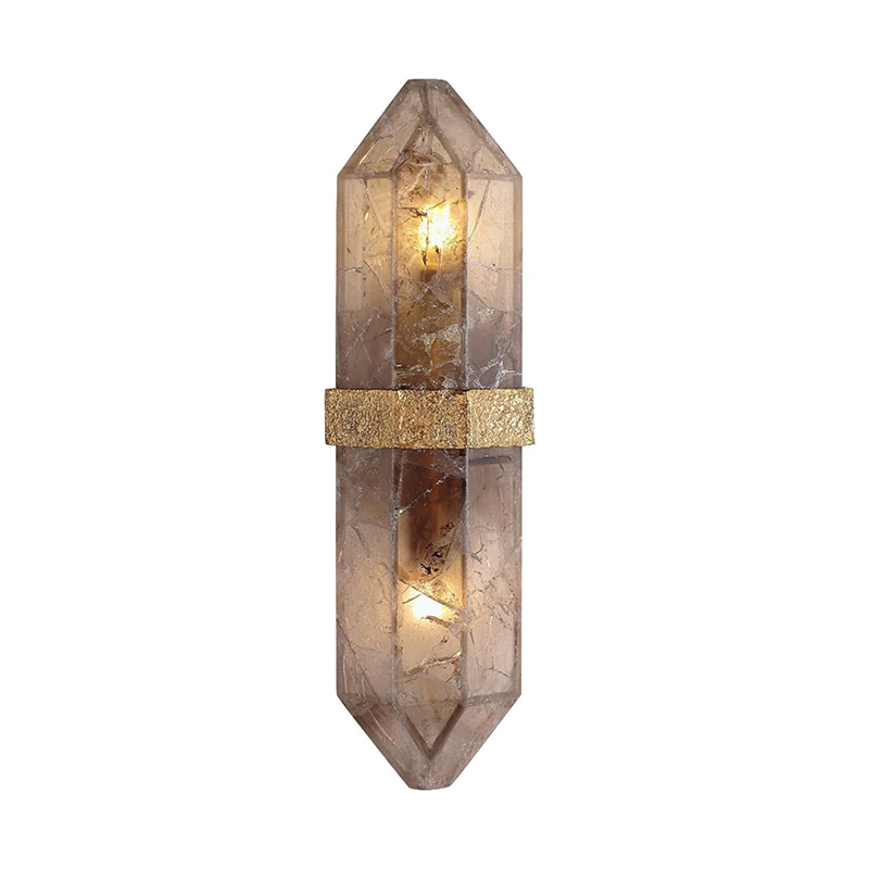 Luxury Natural Smoky Quartz & Brass Wall Sconce Collection – Brass Frame With Smoky Crystal Accents, 2 Distinct Styles For Elegant Home Lighting - Image 3