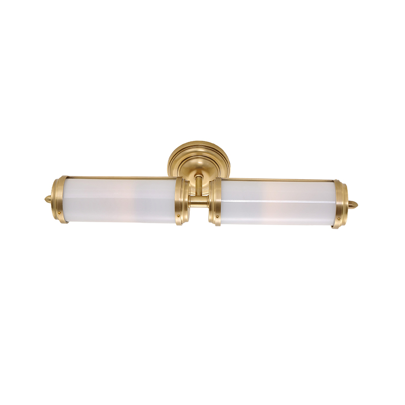 Art Deco Brass & Fluted Glass Bathroom Wall Sconce Trio - Image 4