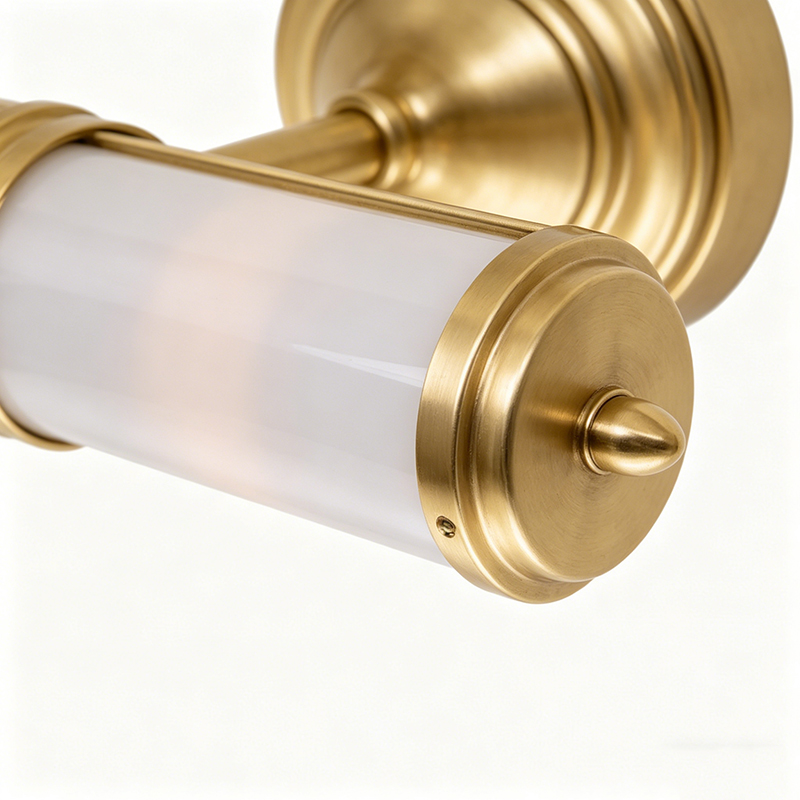 Art Deco Brass & Fluted Glass Bathroom Wall Sconce Trio - Image 3