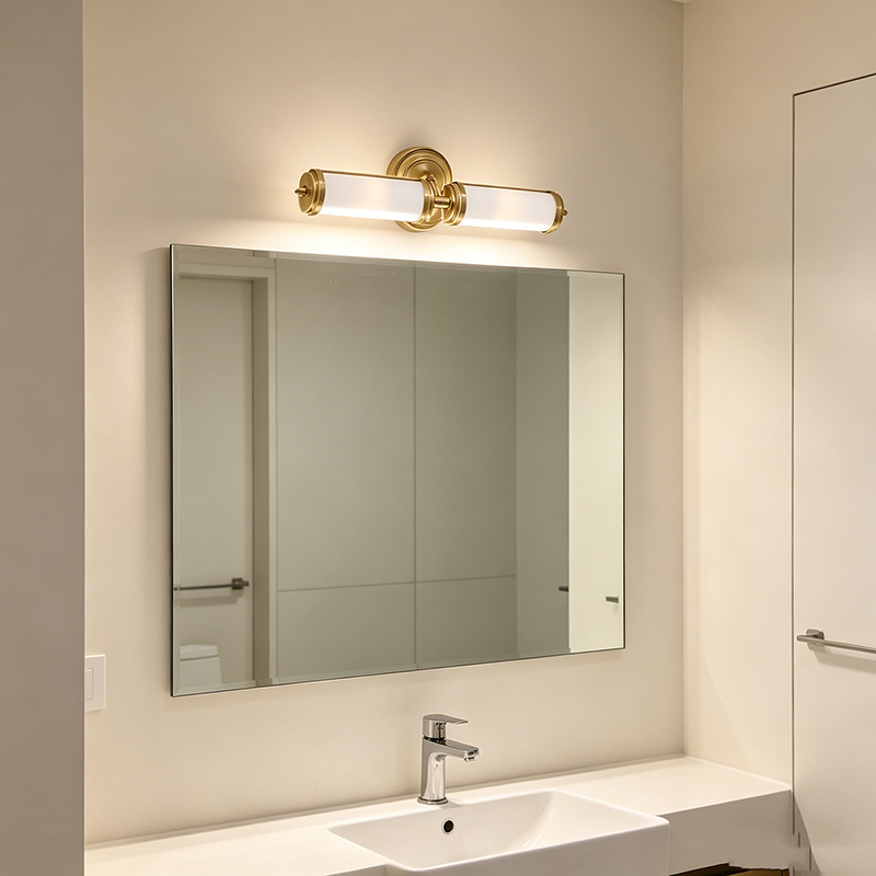 Art Deco Brass & Fluted Glass Bathroom Wall Sconce Trio