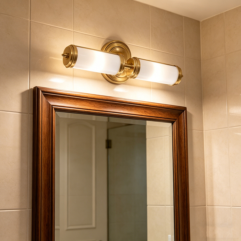 Art Deco Brass & Fluted Glass Bathroom Wall Sconce Trio - Image 2