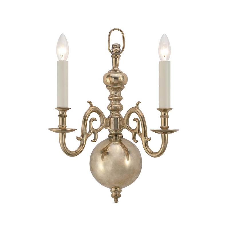 American Classic Brass Wall Lamp Collection With Orb Centerpiece & Scroll Lamp Arms (Single, Dual & Triple-Light Options) - Image 6