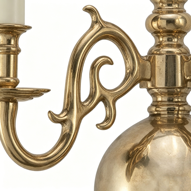 American Classic Brass Wall Lamp Collection With Orb Centerpiece & Scroll Lamp Arms (Single, Dual & Triple-Light Options) - Image 5