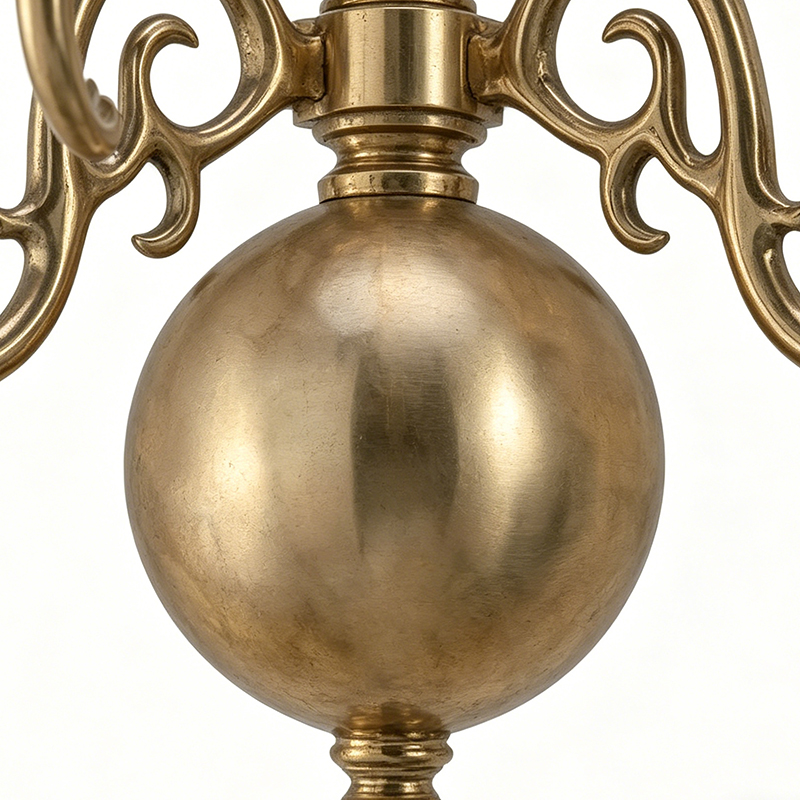 American Classic Brass Wall Lamp Collection With Orb Centerpiece & Scroll Lamp Arms (Single, Dual & Triple-Light Options) - Image 8