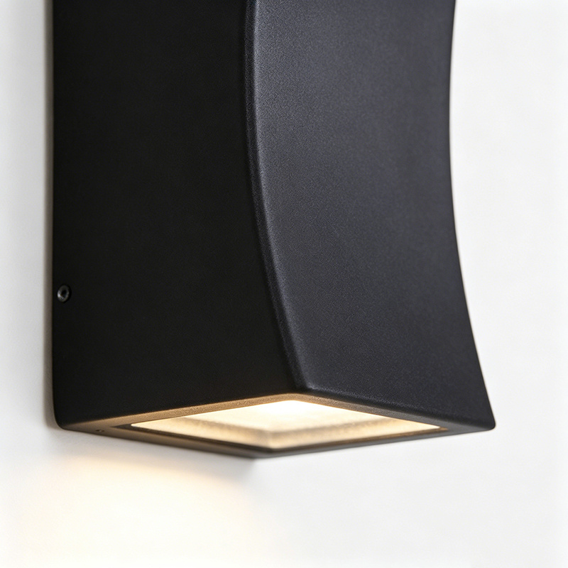 Curved Aluminum Outdoor Wall Sconce, 2 Shapes LED Light With Glass - Image 5