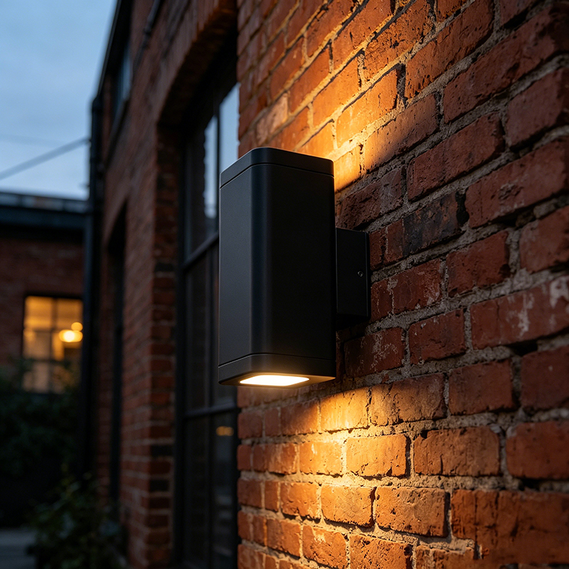 Modern Square Aluminum Outdoor Wall Sconce, Up And Down LED Light Fixture
