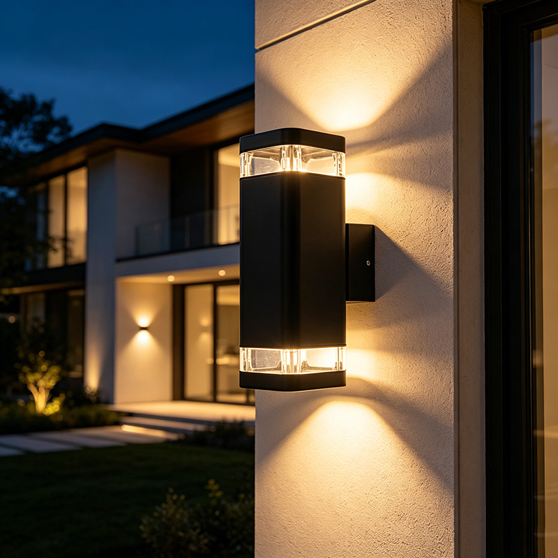 Sleek Square Aluminum Outdoor Wall Sconce, Acrylic Lens LED Light