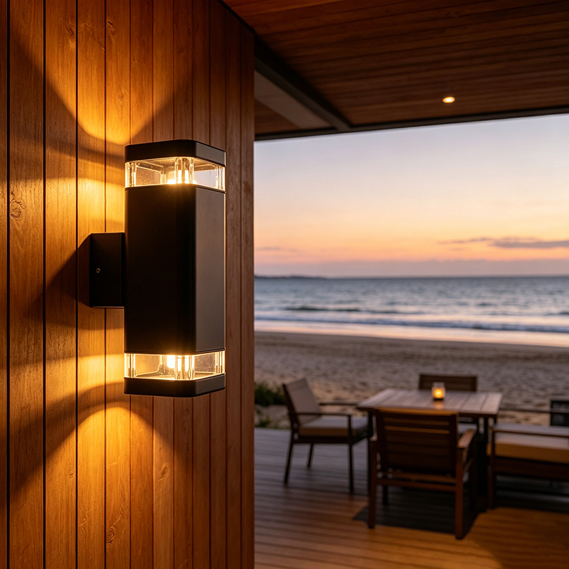 Sleek Square Aluminum Outdoor Wall Sconce, Acrylic Lens LED Light - Image 2